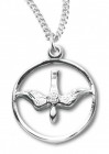 Women's Sterling Silver Open Circle Descending Dove Necklace with Chain Options
