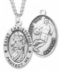 Oval Men's St. Christopher Basketball Necklace With Chain