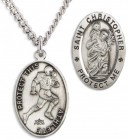 Oval Men's St. Christopher Football Necklace With Chain