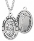 Oval Boy's St. Christopher Golf Necklace With Chain