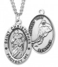Oval Men's St. Christopher Ice Hockey Necklace With Chain
