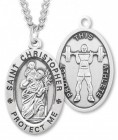 Oval Boy's St. Christopher Weight Lifting Necklace With Chain