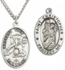 Oval Men's St. Christopher Wrestling Necklace With Chain