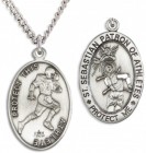 Oval Men's St. Sebastian Football Necklace With Chain