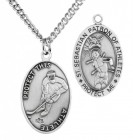 Oval Men's St. Sebastian Ice Hockey Necklace With Chain