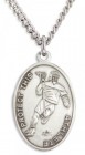Oval Men's St. Sebastian Lacrosse Necklace With Chain