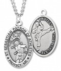 Oval Boy's St. Sebastian Martial Arts Necklace With Chain