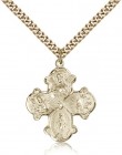 4 Way Cross Pendant, Gold Filled