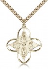 4 Way Cross Pendant, Gold Filled
