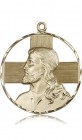 Christ Profile Necklace, 14 Karat Gold