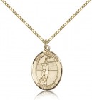 St. Sebastian Volleyball Medal, Gold Filled, Medium