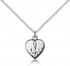 Heart Confirmation Medal, Sterling Silver