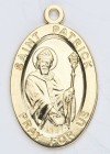 St. Patrick Pendant Oval, 16 Karat Gold Over Sterling Silver with Chain