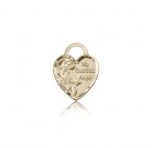 Guardian Angel Heart Medal, 14 Karat Gold