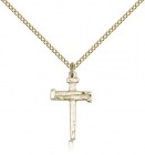 Nail Cross Pendant, Gold Filled