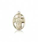 5 Way Cross Chalice Medal, 14 Karat Gold