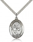 Guardian Angel Basketball Medal, Sterling Silver, Large