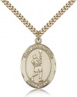 St. Christopher Lacrosse Medal, Gold Filled, Large