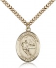 St. Christopher Hockey Medal, Gold Filled, Large