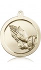 Praying Hand Medal, 14 Karat Gold