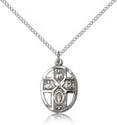 5 Way Cross Holy Spirit Medal, Sterling Silver