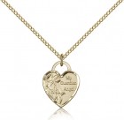 Guardian Angel Heart Medal, Gold Filled