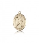 St. Christopher Football Medal, 14 Karat Gold, Medium