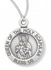 Women's Queen of the Holy Scapular Necklace, Sterling  Silver with Chain Options