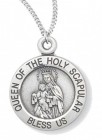 Women's Queen of the Holy Scapular Necklace (Medium), Sterling Silver with Chain Options