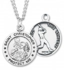 Round Men's St. Christopher Baseball Necklace With Chain