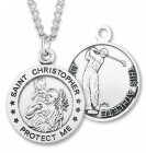 Round Boy's St. Christopher Golf Necklace With Chain