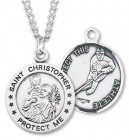 Round Men's St. Christopher Ice Hockey Necklace With Chain