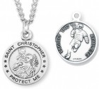 Round Men's St. Christopher Lacrosse Necklace With Chain