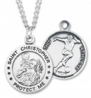 Round Men's St. Christopher Soccer Necklace With Chain