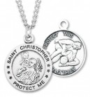 Round Men's St. Christopher Wrestling Necklace With Chain