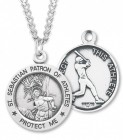 Round Men's Saint Sebastian Baseball Necklace