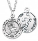 Round Boy's St. Sebastian Basketball Necklace With Chain