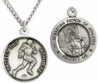 Round Men's St. Sebastian Football Necklace With Chain
