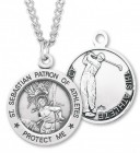 Round Men's St. Sebastian Golf Necklace With Chain