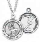 Round Men's St. Sebastian Soccer Necklace With Chain