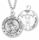 Round Boy's St. Sebastian Weight Lifting Necklace With Chain