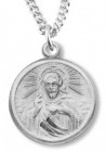 Women's Sterling Silver Round Sacred Heart of Jesus Necklace with Chain Options