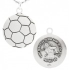 Soccer Ball Shaped Necklace with Saint Sebastian Back in  Sterling Silver