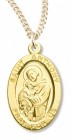 16kt Gold Over Sterling Silver Saint Anthony Pendant + 20 Inch Gold Plated Chain & Clasp