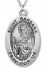 Women's St. Barbara Necklace Oval Sterling Silver with Chain Options