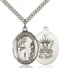 St. Brendan the Navigator/ Navy Medal, Sterling Silver, Large