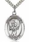 St. Christopher Baseball Medal, Sterling Silver, Large