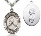 St. Christopher Ice Hockey Medal, Sterling Silver, Large