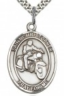 Men's Sterling Silver Oval St. Christopher Motorcycle Medal