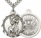 St. Christopher Navy Medal, Sterling Silver